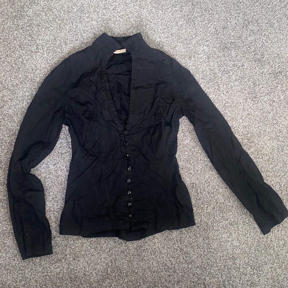 Black crystal beaded skull blouse